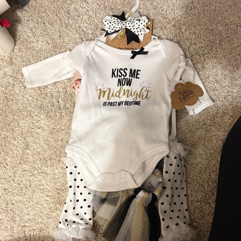 White Baby Onesie with Polka Dot Tutu Set